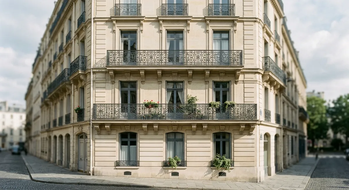 Façade en pierre d'un immeuble ancien en monopropriété